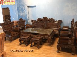 Sofa Louis Hoàng Gia Gỗ Mun